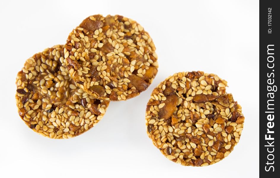 Italian cookies with pumpkin and sunflower seeds. Clipping path.
