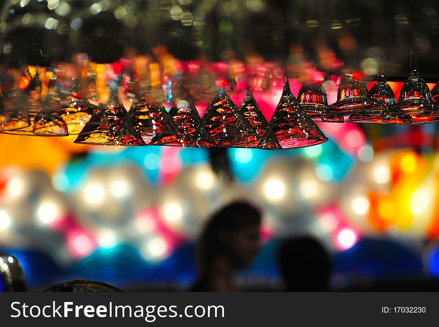 Colorful lanterns display in the city