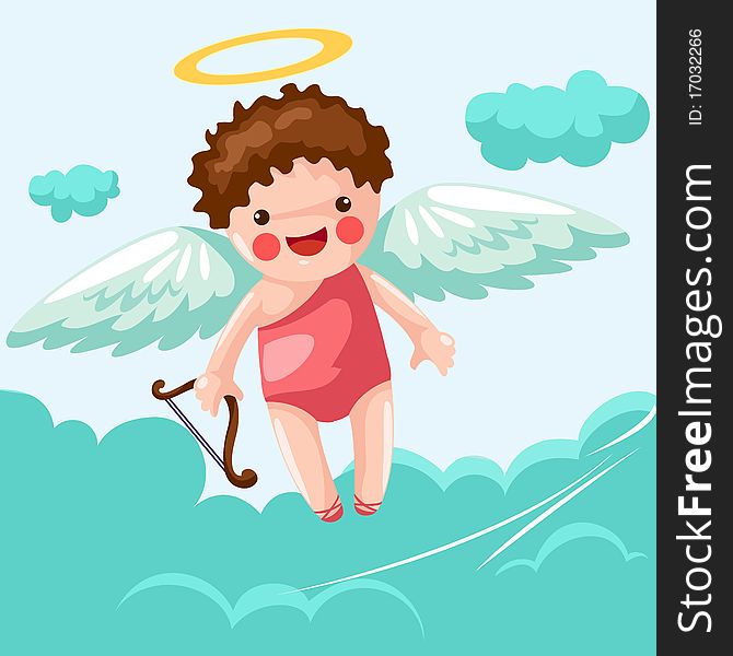 Illustration of cartoon cupid flying