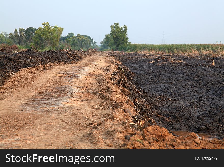 Off road track to plant in construction zone