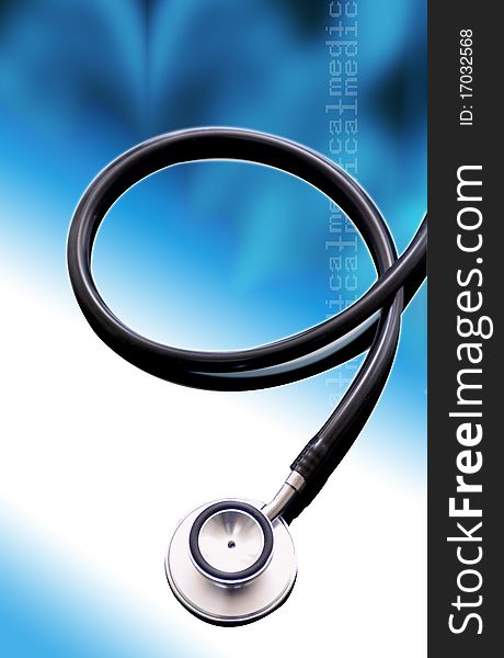 Medical equipment - stethoscope, blue tint. Medical equipment - stethoscope, blue tint