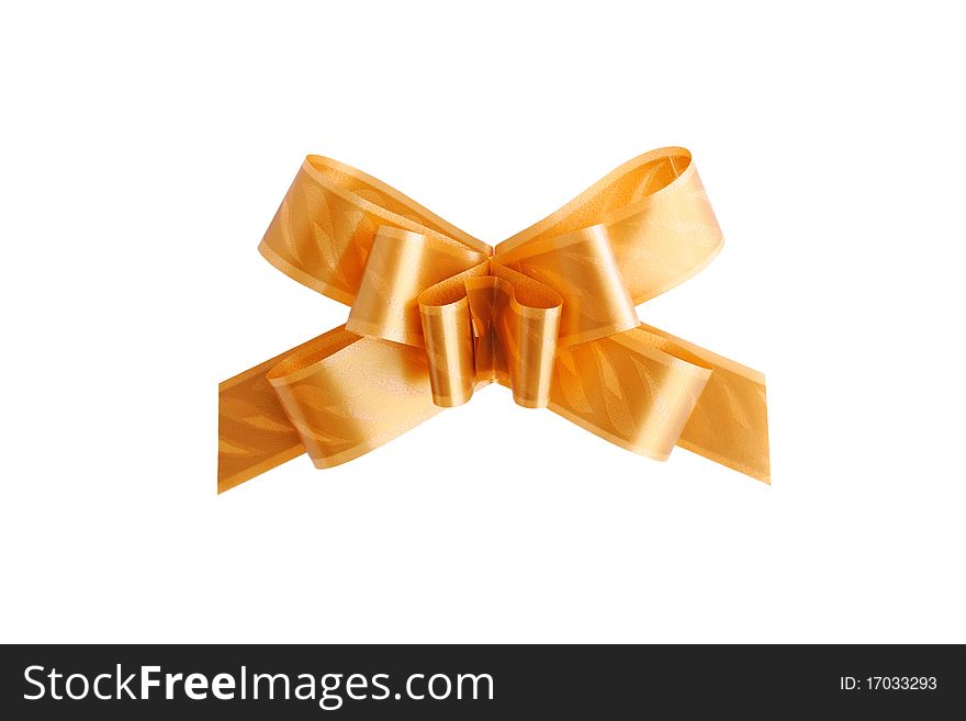 Golden decorative bow isolated on white background. Golden decorative bow isolated on white background