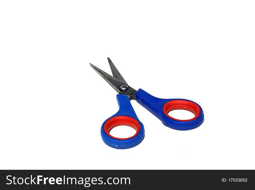 Blue Scissors Isolated On White Background