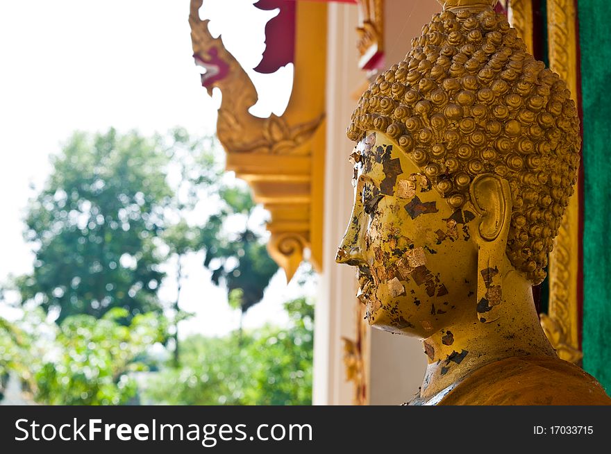Face Of Buddha At Temple