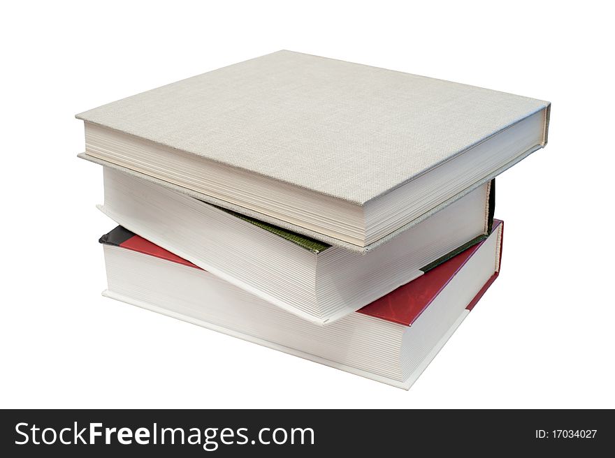 Isolated pile of books on white