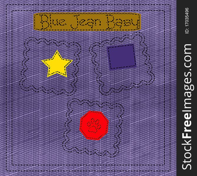 Blue jean baby denim scrapbook frame illustration