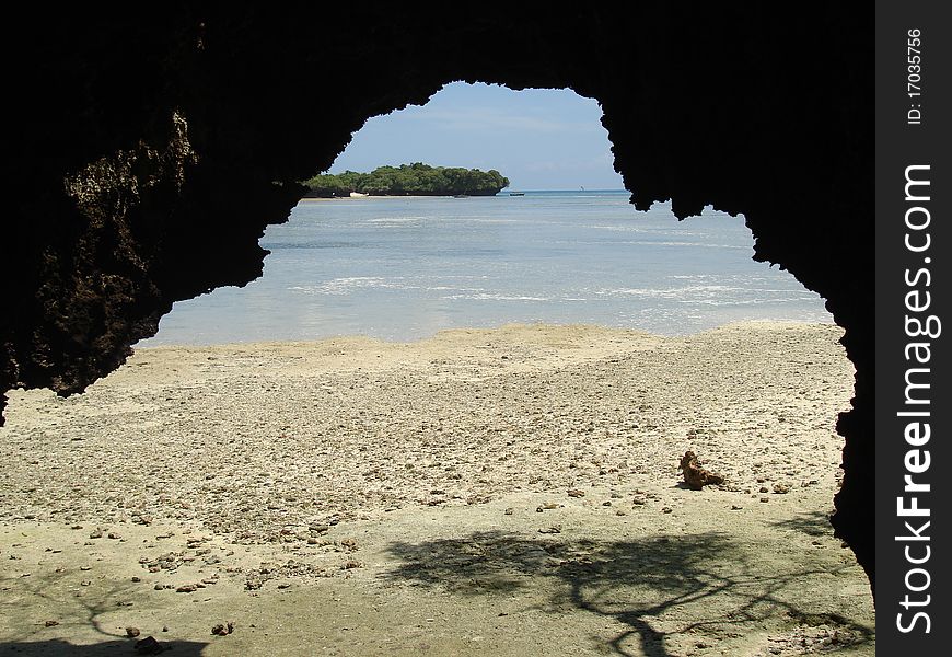 A coral cave on an island off the coast of Zanzibar