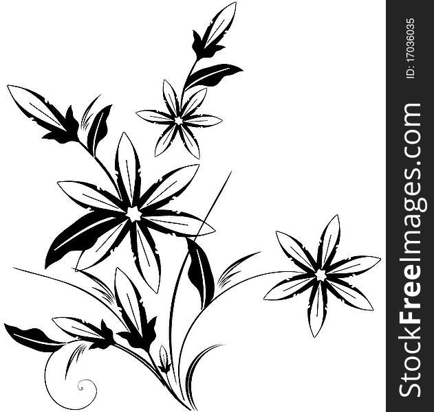 Abstract black floral illustration, design. Abstract black floral illustration, design