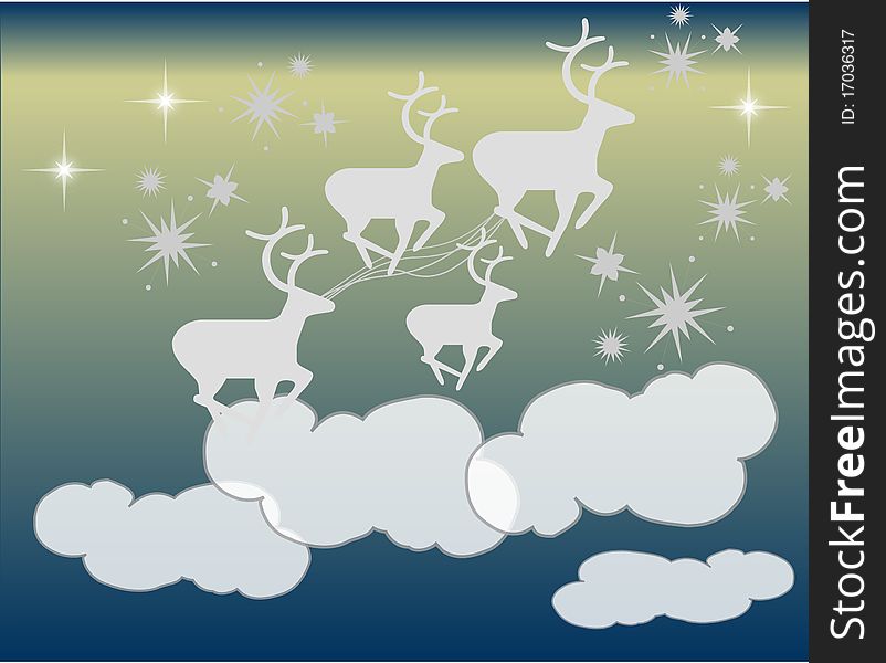 Christmas reindeer background and cloud