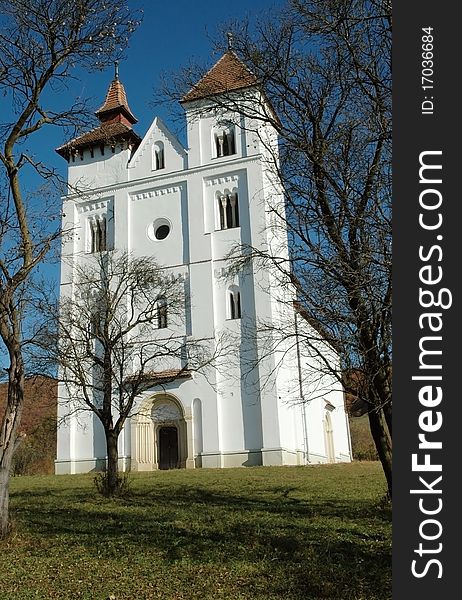 The church of Herina/Harina/Monchsdorf. It was built in the middle of the 13th century in romanesque style. The church of Herina/Harina/Monchsdorf. It was built in the middle of the 13th century in romanesque style