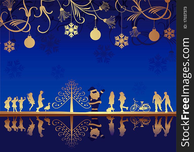 Illustration of abstract christmas background in gold and blue tone. Illustration of abstract christmas background in gold and blue tone.