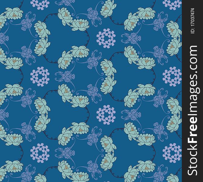 Seamless Floral Pattern With Water Lilies