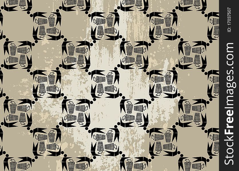 Seamless ecological pattern on grunge background