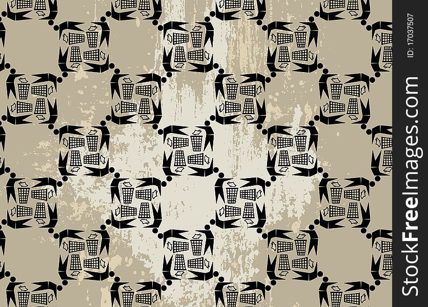 Seamless Ecological Pattern On Grunge Background