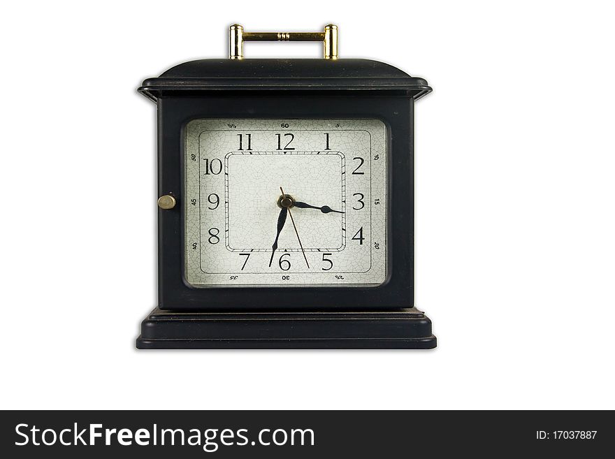 Old style clock isolate on white background