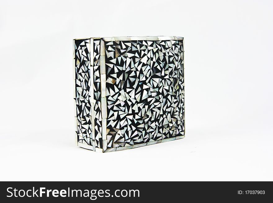 Old Thai style wooden box isolate over white background