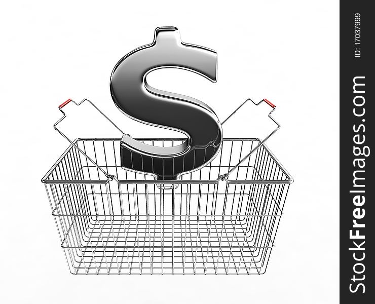 Shopping Basket And Dollar Sign