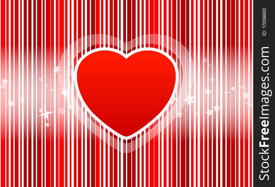 Vector Red Heart with stripes background