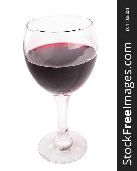 A glass of wine on a white background
