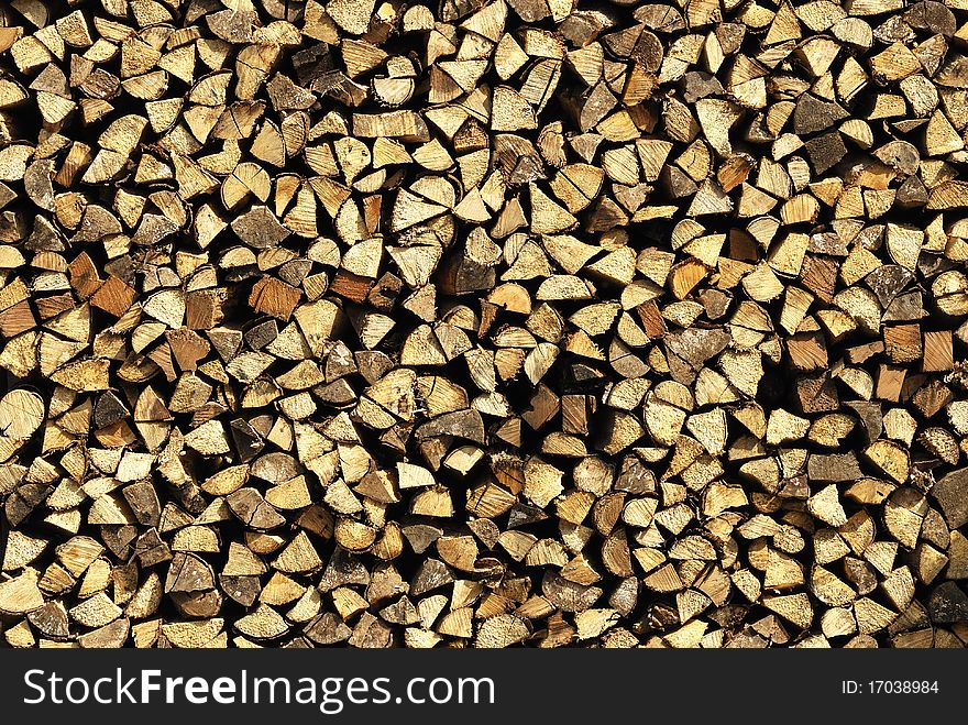 Pile of wood for heating in winter