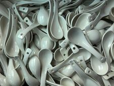 Many Of Ceramic Spoons Royalty Free Stock Image