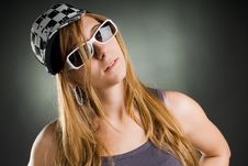 Woman With Sunglasses And Basecap Stock Photos Woman With Sunglasses And Basecap Stock Photos