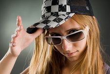 Woman With Sunglasses And Basecap Royalty Free Stock Photo