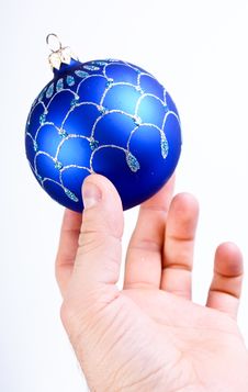 Hand Holding A Blue Christmas Ball Royalty Free Stock Photo Hand Holding A Blue Christmas Ball Royalty Free Stock Photo