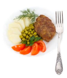 Schnitzel With Vegetables Stock Photography