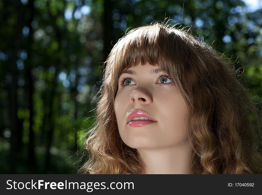 Pretty woman posing in forest. Pretty woman posing in forest