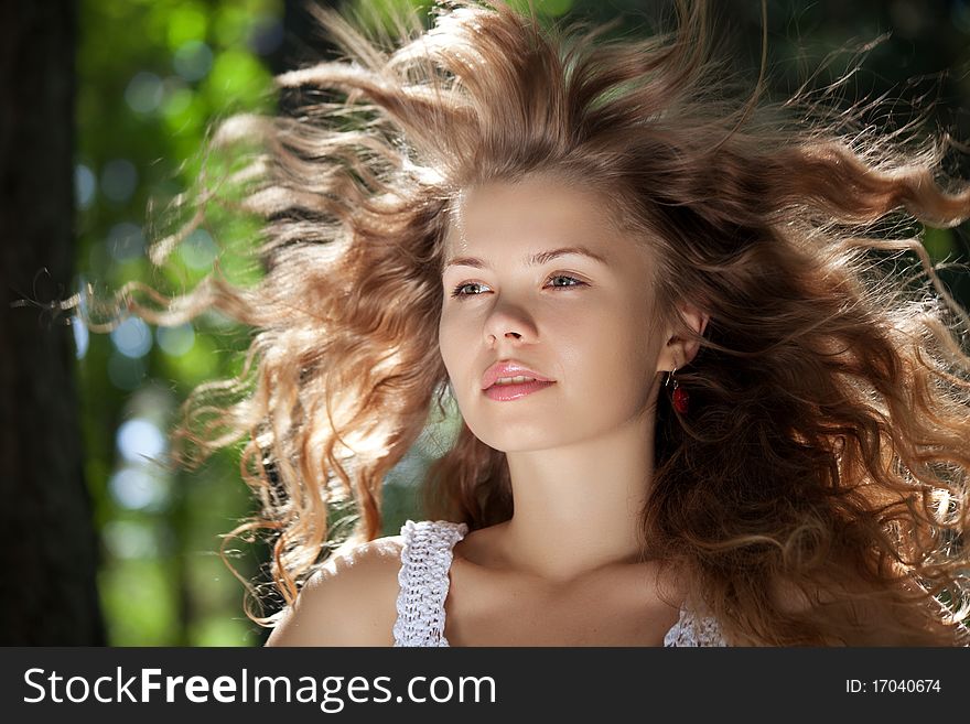 Pretty woman posing in forest. Pretty woman posing in forest