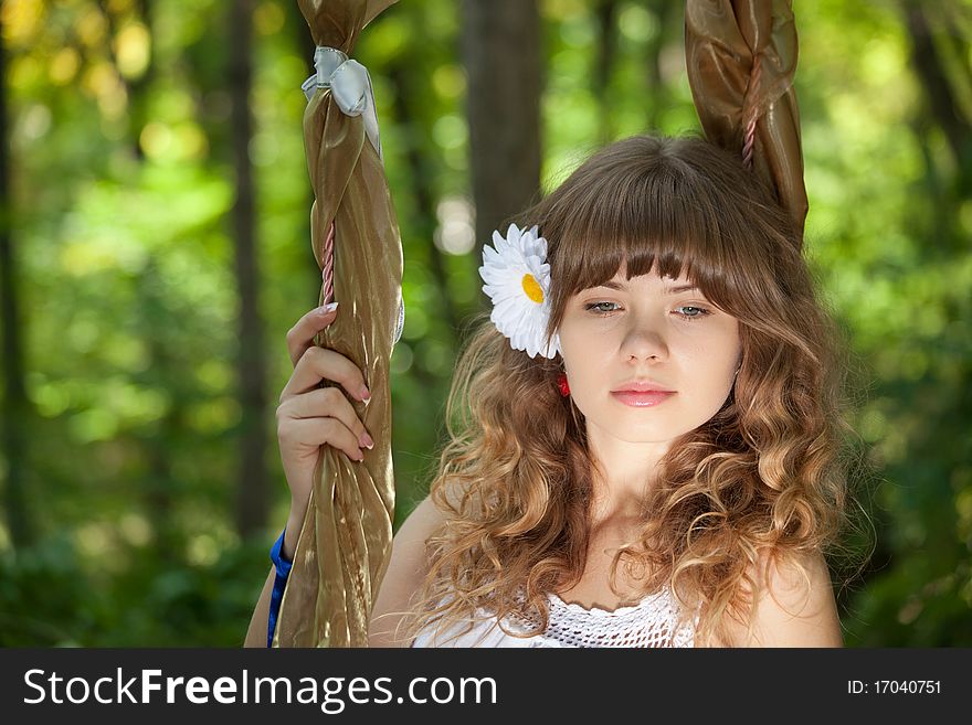 Pretty woman posing in forest. Pretty woman posing in forest