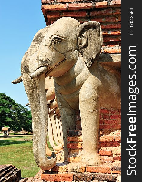 Elephant Statue Around Pagoda