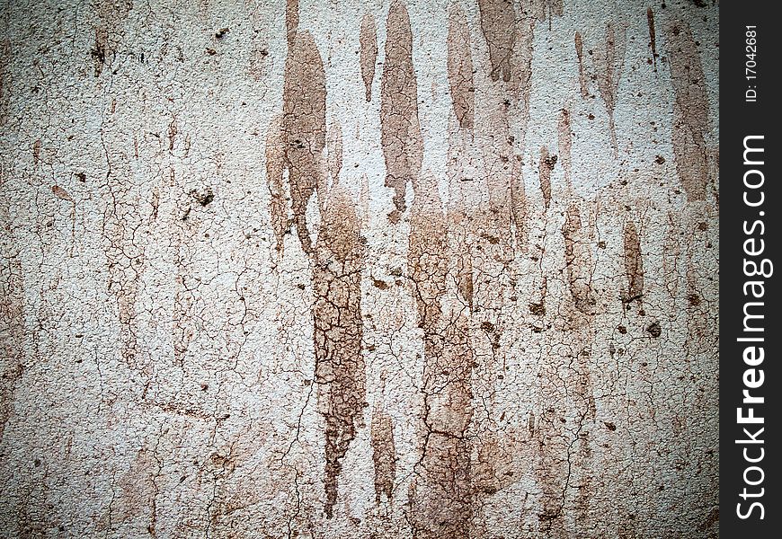 Texture of dirty brown color drop on wall