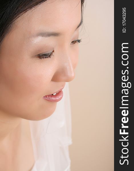 Close up of beautiful Korean bride with veil. Close up of beautiful Korean bride with veil