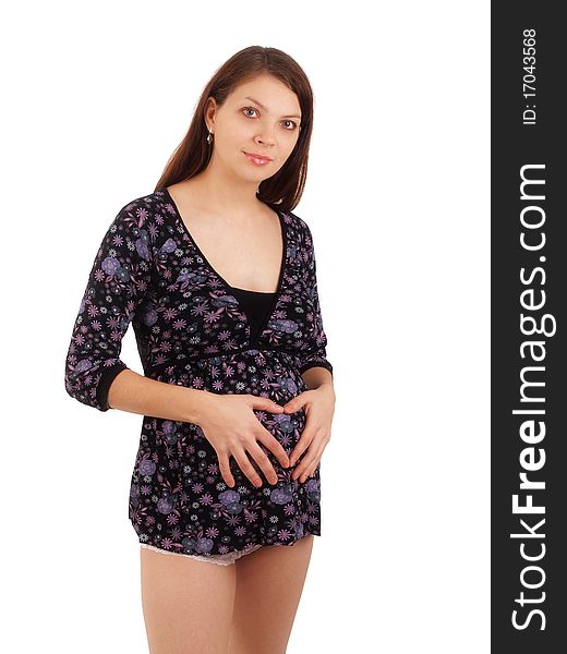 Pregnant woman on white background. Pregnant woman on white background