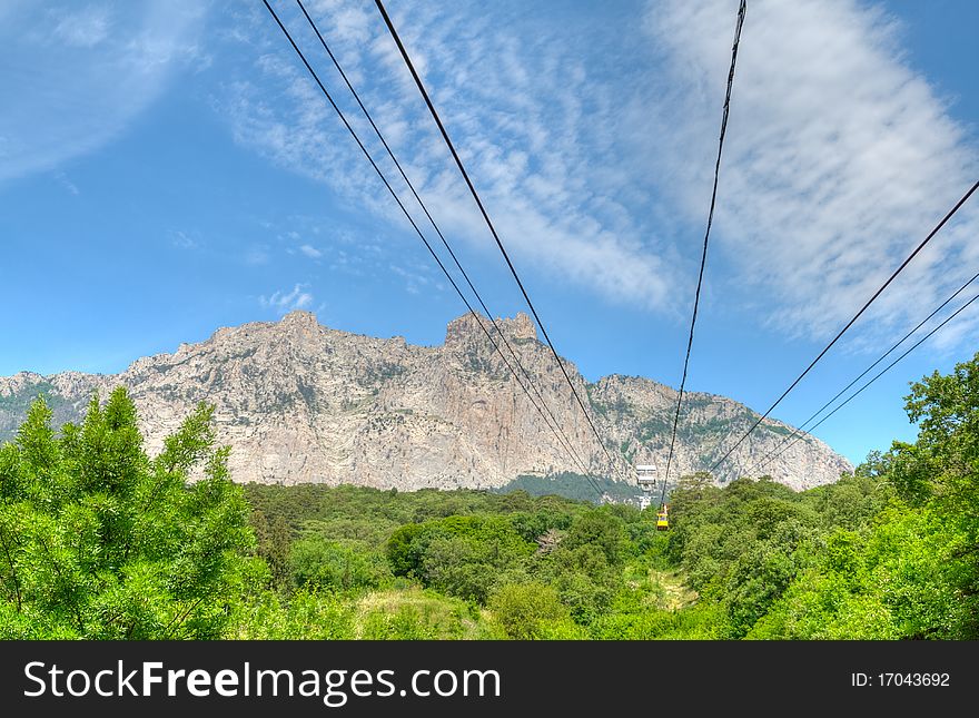 Long cableway to Ai-Petri mountain