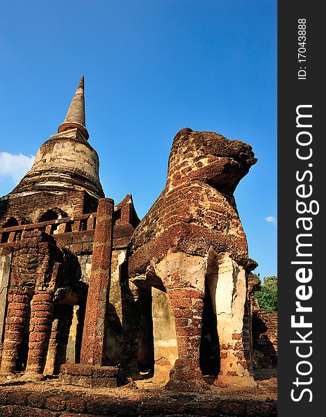 Old temple in Srisatchanalai historical park, Sukhothai, Thailand