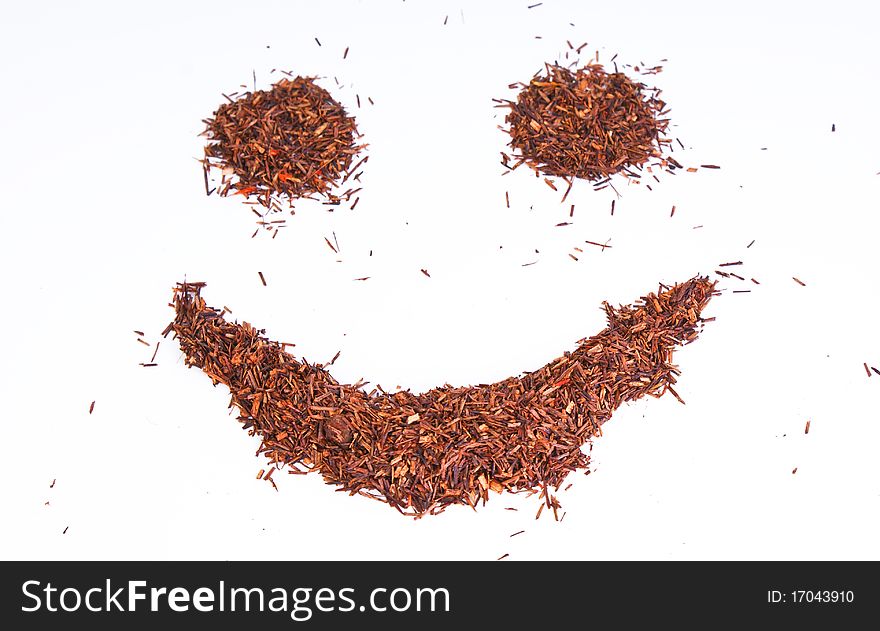 Smile from tea on white background