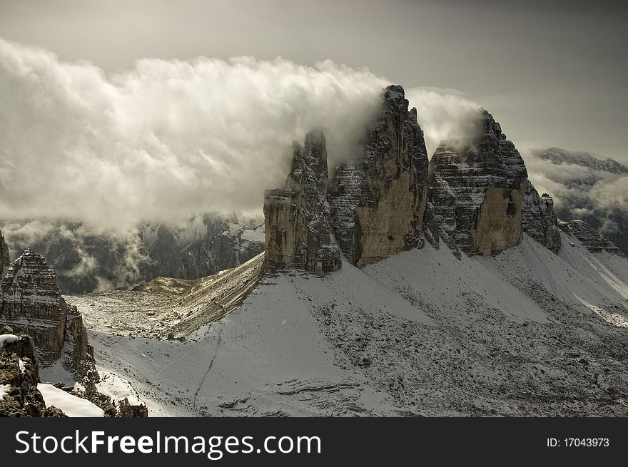 Landscape Dolomites of northern Italy - Tre Cime. One of the most beautiful locality in dolomites in italy. Landscape Dolomites of northern Italy - Tre Cime. One of the most beautiful locality in dolomites in italy.