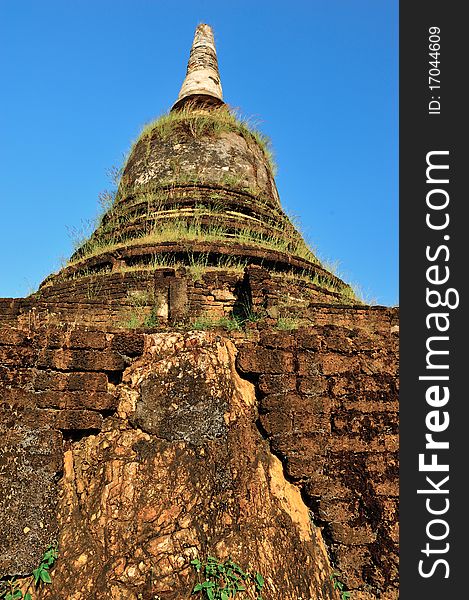Old pagoda in Srisatchanalai historical park, Sukhothai, Thailand