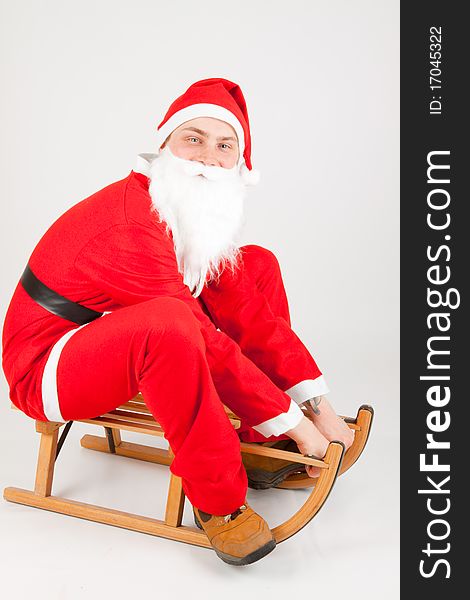 Santa Claus on his sled. Santa Claus on his sled