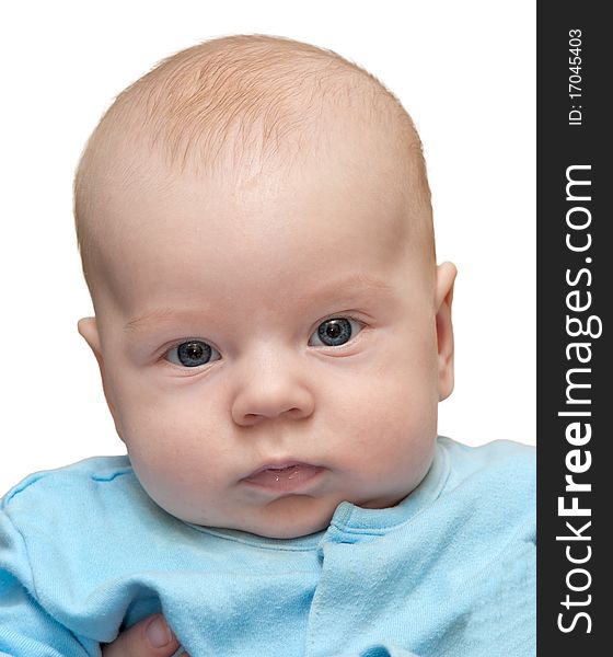 Portrait of a baby on a white background, a boy, isolated