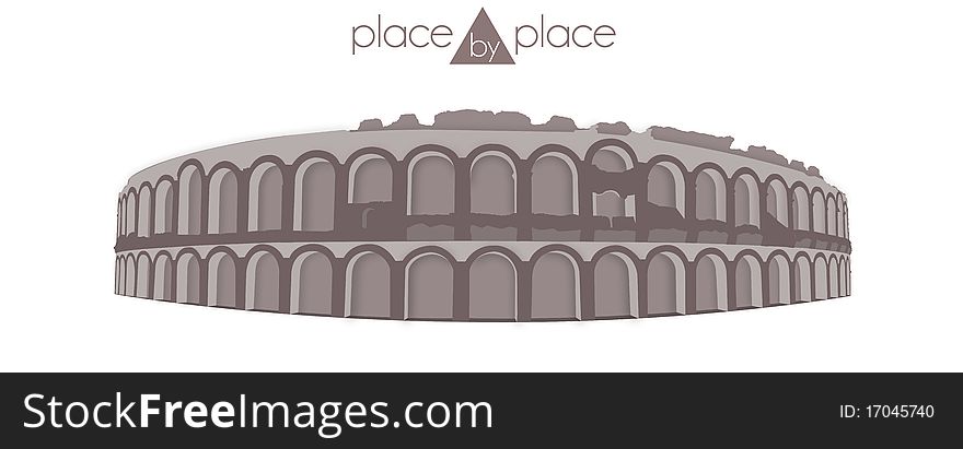 Arena di Verona on white background - place by place