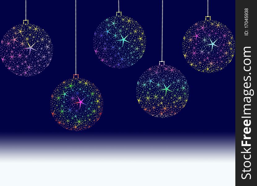 Cartoon Christmas balls depicted the stars