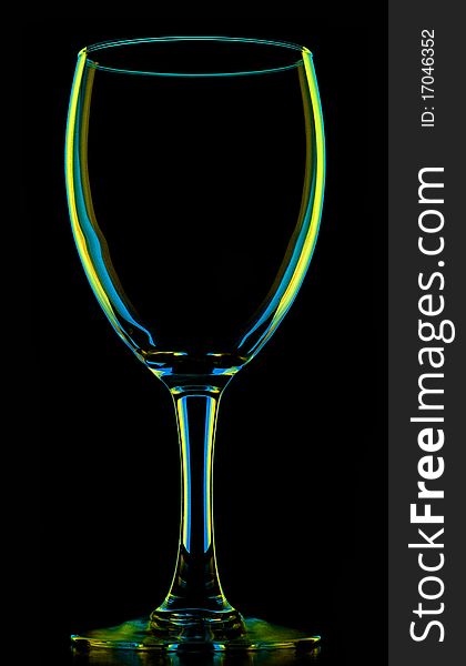 Transparent Colored Empty Wine Glass On Black