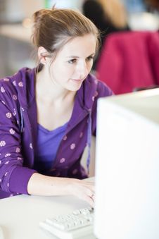 Pretty Young College Student In A Library Stock Image Pretty Young College Student In A Library Stock Image