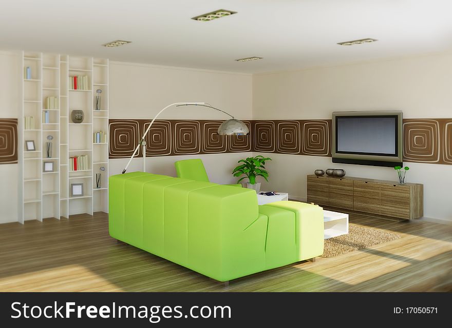 Modern interior room with nice furniture inside