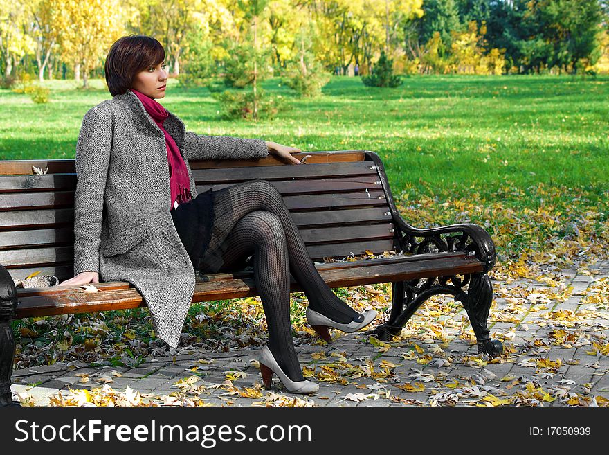 Girl In The Park On A Bench