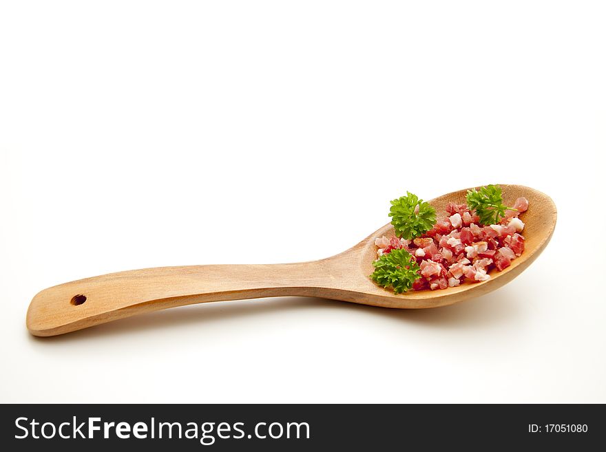 Thrown bacon with parsley